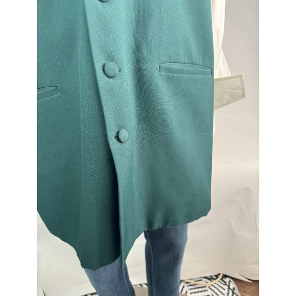 Giorgio B Tunic Vest With Collar Size 48 Green Polyester Fabric Covered Buttons - Picture 7 of 16